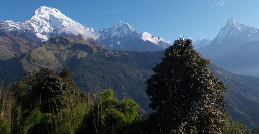 Annapurna South Peak, Hiunchuli and Mount Macchapucchre ( Fishtail Mountain )