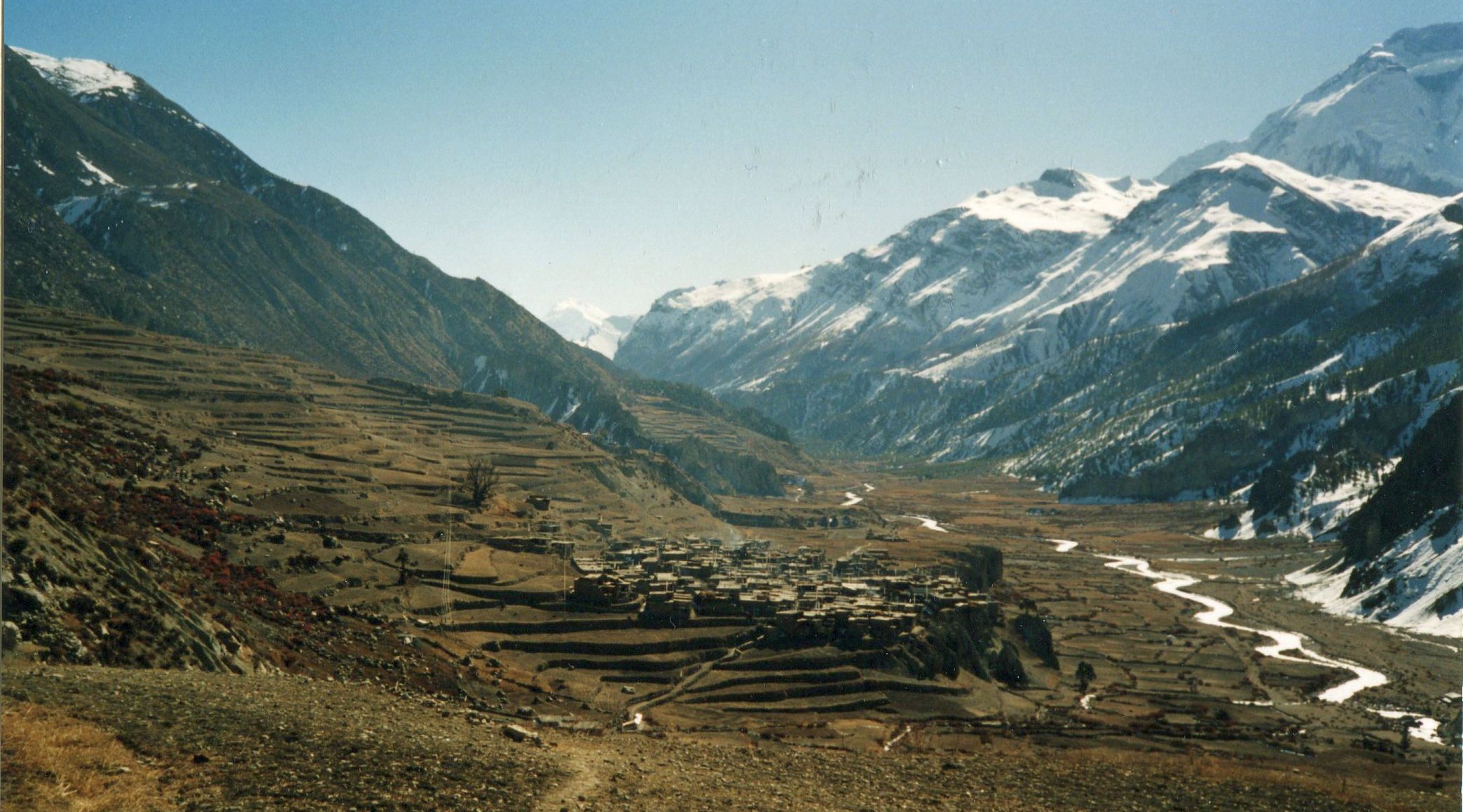 Manang Village in Manang Valley beneath Annapurna Himal