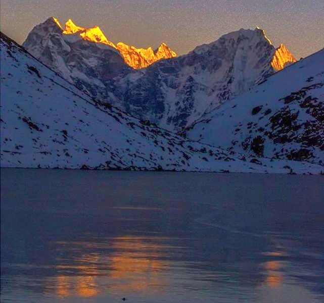 Mount Thamserku and Mount Kang Taiga from Gokyo Lake