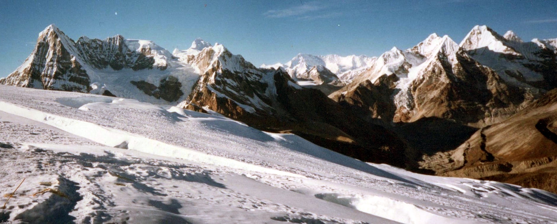 Peak 43 ( Kyashar ) and Malangphulang Group from Mera Peak