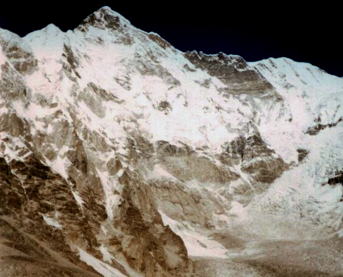 Cho Oyu from above Khumbu Panch Pokhari in the Nepal Himalaya