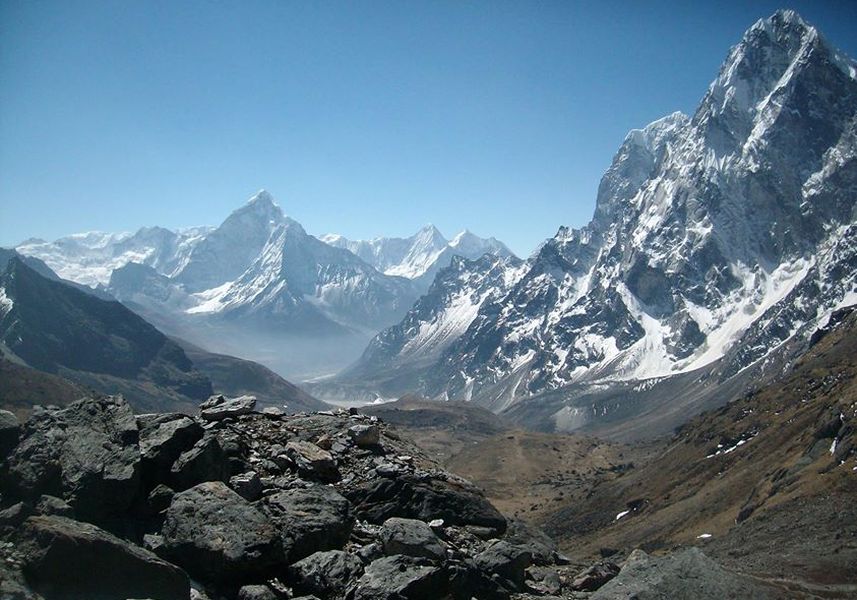 Ama Dablam and Cholatse on route from Lobuje to Dzongla and Gokyo Valley via Chola La