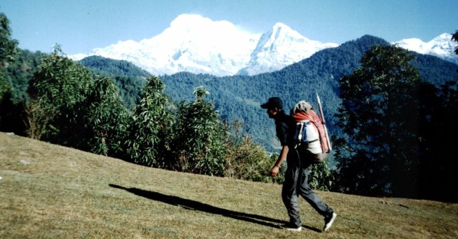 Annapurna South Peak and Hiunchuli on route from Dhampus to Landruck