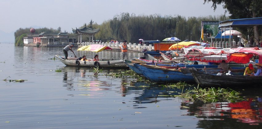 Boats in harbour on lake in Grand View Park