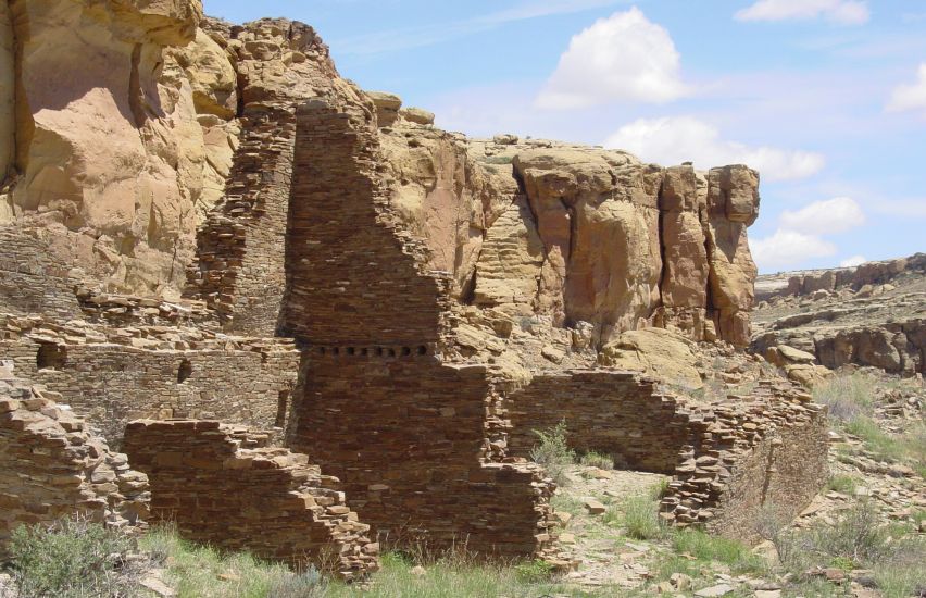 Hungo Pavi in Chaco Canyon showing a staircase leading out of the complex.