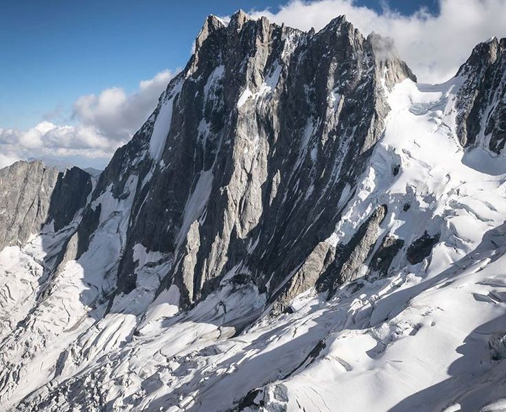 North Face of Grandes Jorasses ( 4208m ) above Mer de Glace