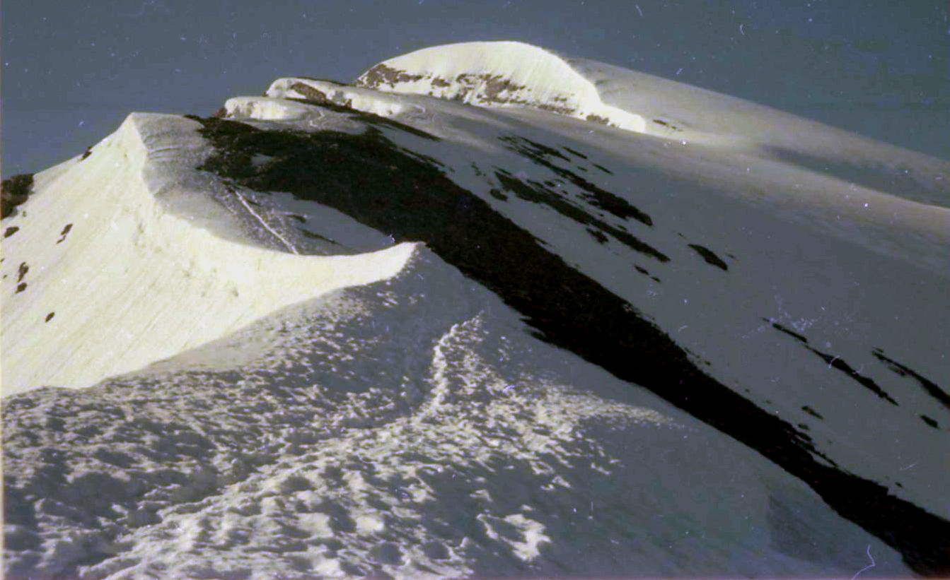 On ascent of Rinderhorn in the Bernese Oberlands of Switzerland