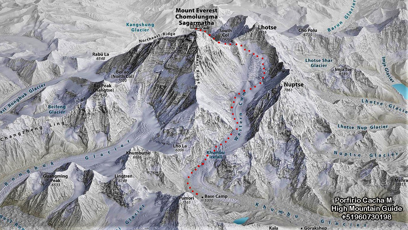 Everest South Col ( normal ) ascent Route