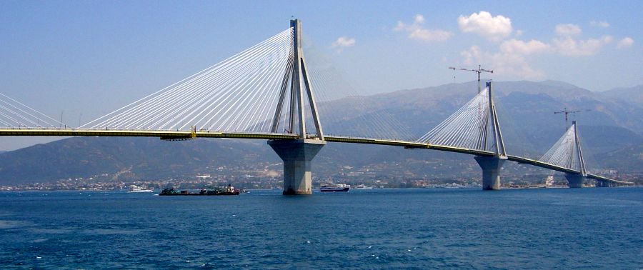 Rio Antirio Bridge from the Greek Mainland to Patras on the Peloponnese