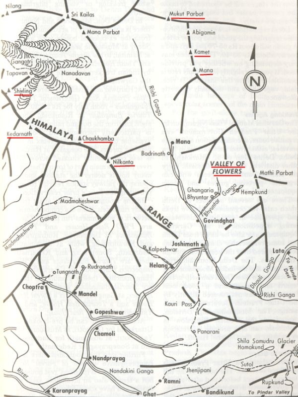 Location Map for Shivling in the Garwal Himalaya of India