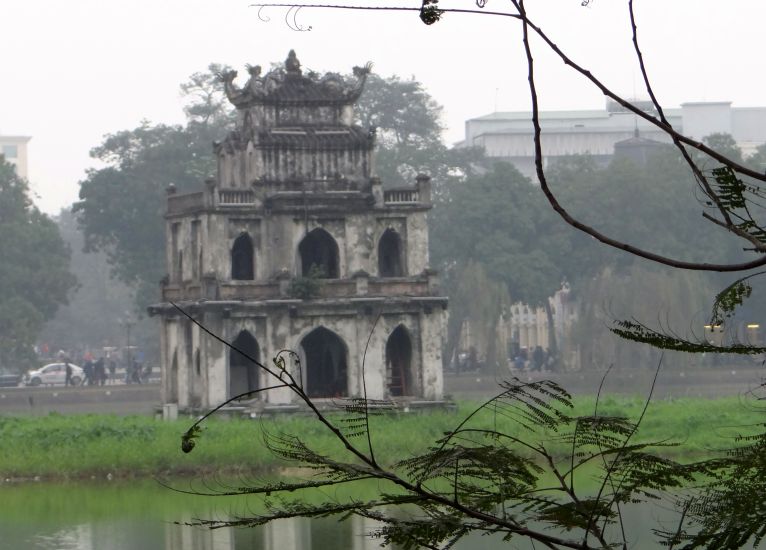 The Tortoise ( Turtle ) Tower ( Thap Rua ) in Sword Lake ( Ho Hoan Kiem ) in Hanoi