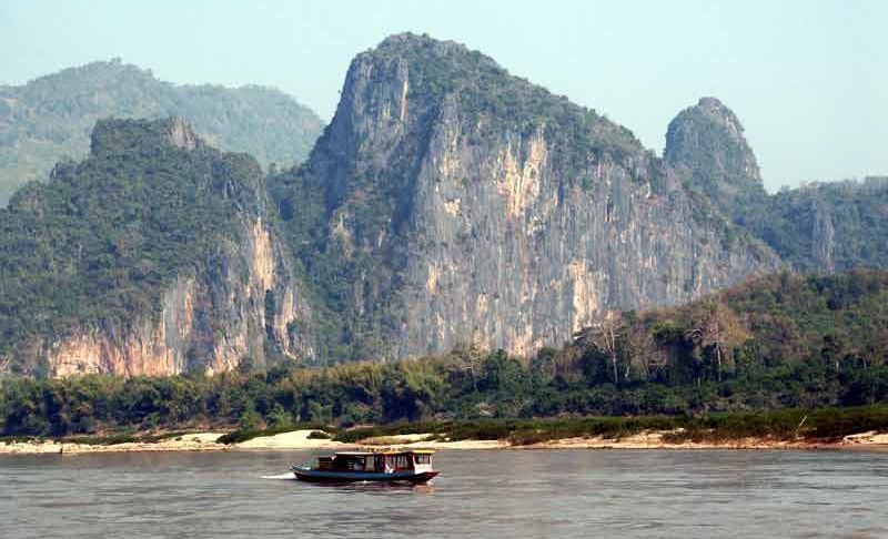 Boat on Mekong River at Luang Prabang