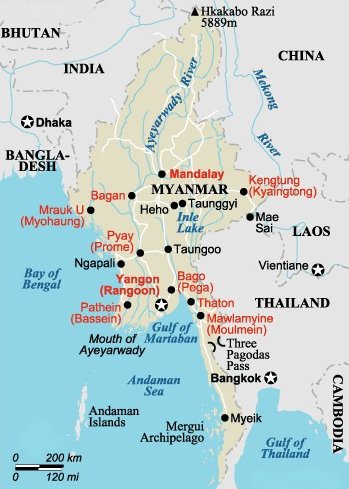 Map of Myanmar ( Burma )