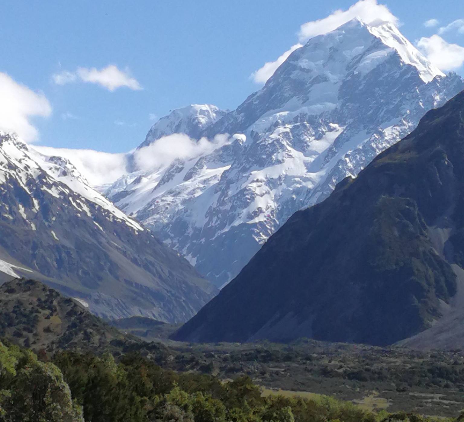 Mount Cook from Hooker Valley in the Southern Alps of New Zealand