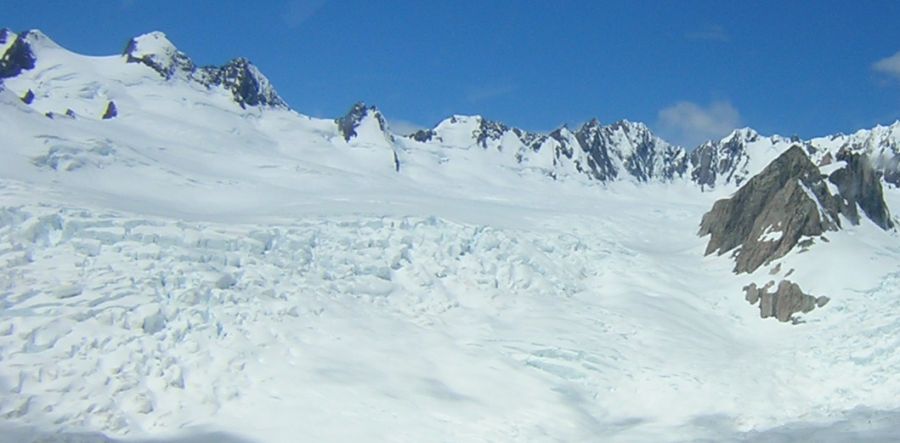 The Peaks of "The Divide" above Fox Glacier on South Island of New Zealand