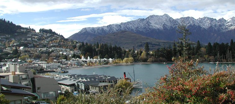 Queenstown and Lake Wakatipu in South Island of New Zealand