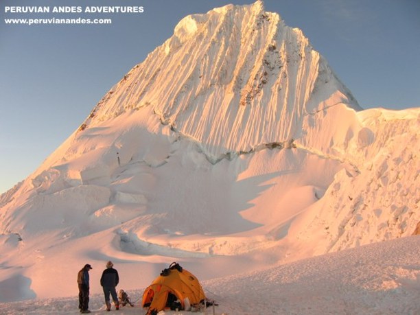 Camp on Alpamayo in Andes of Peru