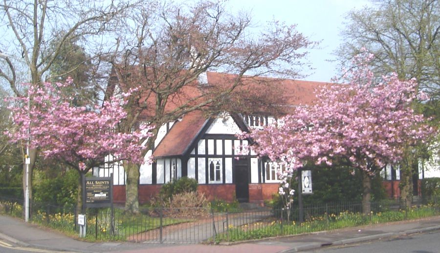 Cherry Blossom at All Saints Parish Church in Bearsden in Springtime