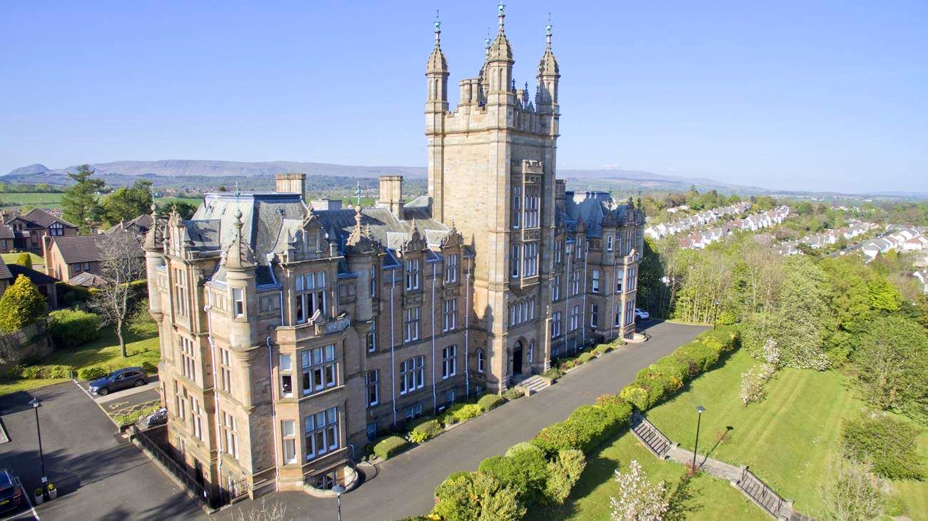 Aerial view of Schaw Home in Bearsden