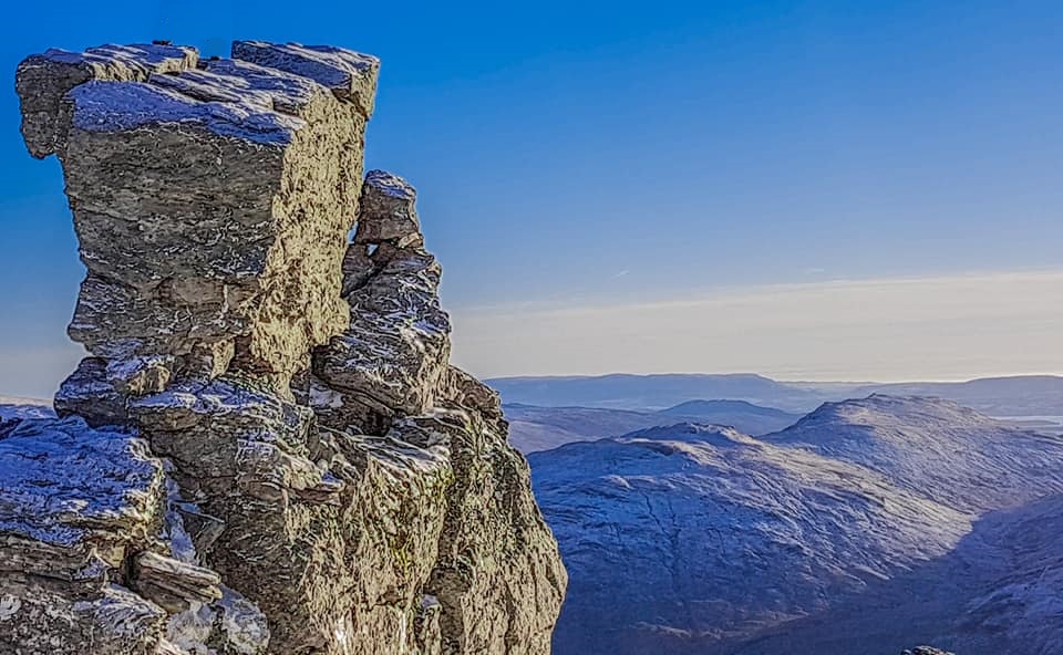 Summit of Ben Arthur - the Cobbler - in the Southern Highlands of Scotland