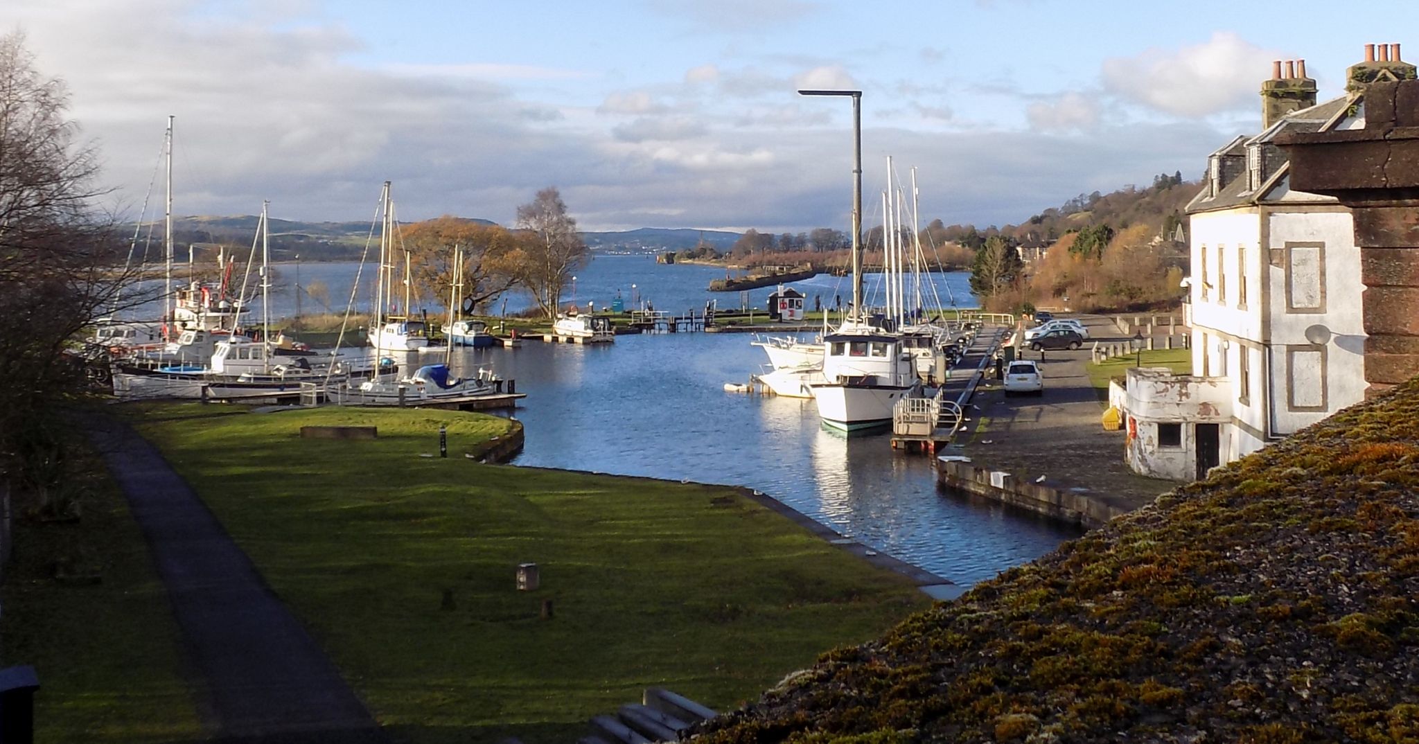 Bowling Basin at entrance to Forth and Clyde Canal from River Clyde