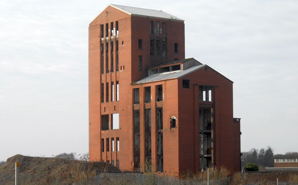 Tower of former Ballantine's grain distillery in Dumbarton