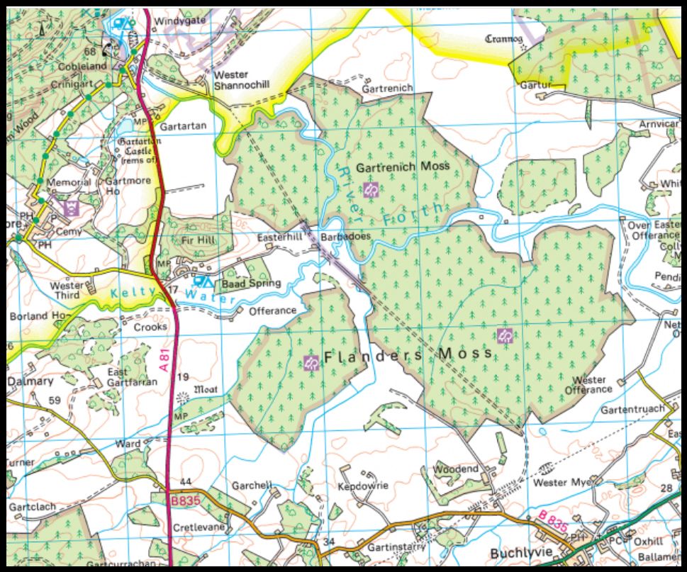 Map of track from Gartmore to Buchlyvie