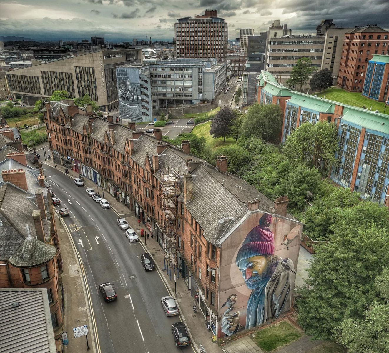 Aerial view of  the High Street in Glasgow city centre