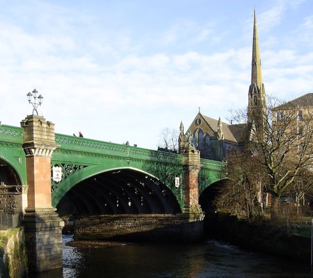 Lansdowne Church above Kelvin Bridge in Glasgow