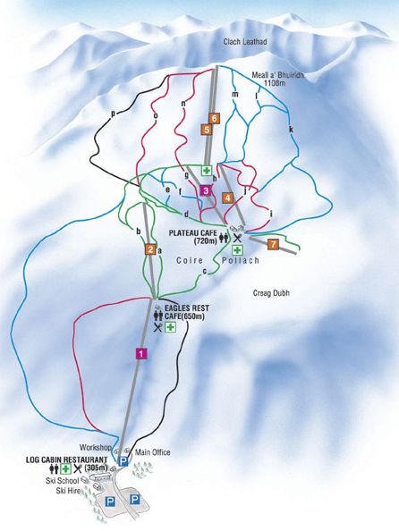 Ski Runs on Meall a Burraidh in Glencoe