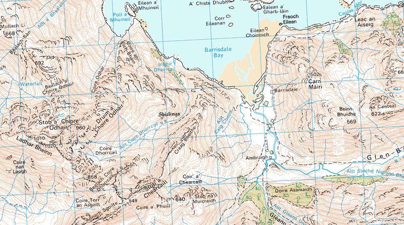 Map of Ladhar Bheinn