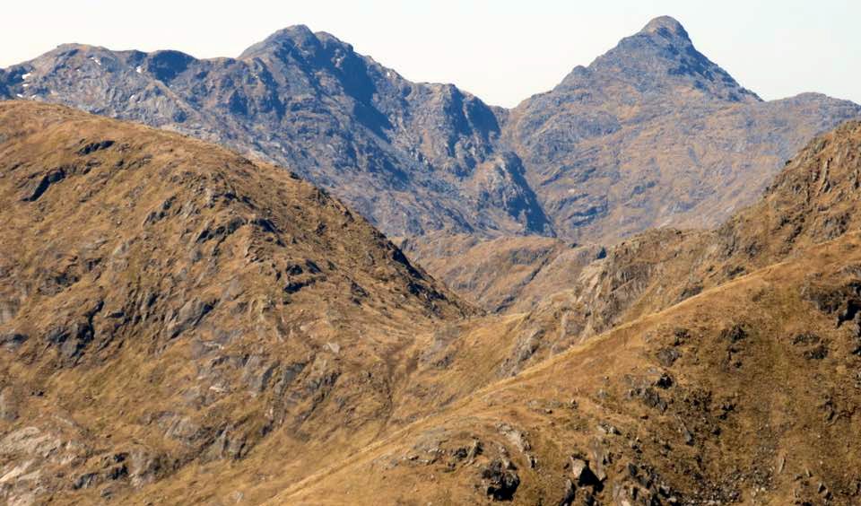 Garbh Coch Mhr ( 1013m ) and Sgurr na Ciche from Gairich in Knoydart