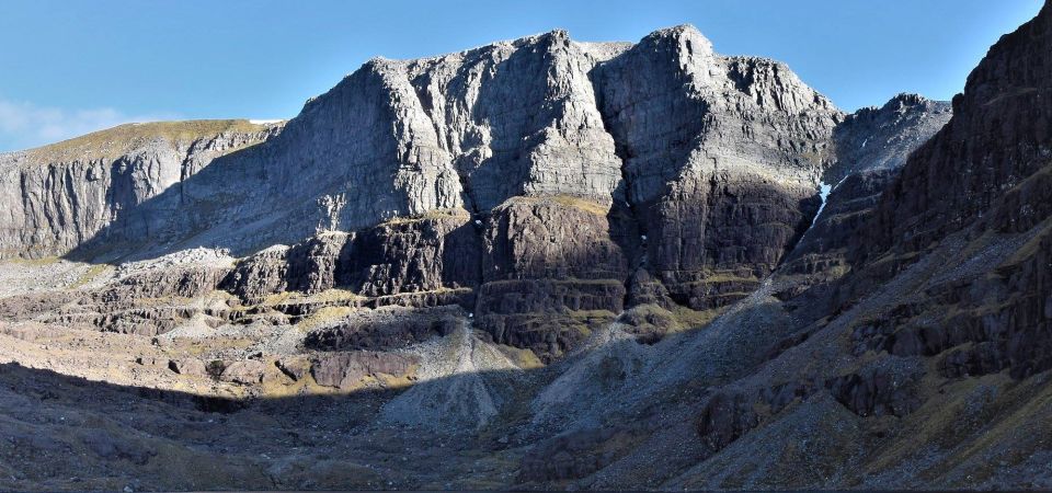 Coire Mhic Fhearchair beneath the Triple Buttress of Beinn Eighe in Torridon Region of NW Scotland