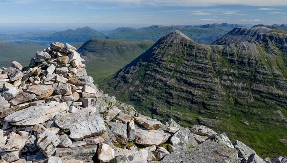 Beinn Eighe summit ridge from Liathach in Torridon Region of NW Scotland