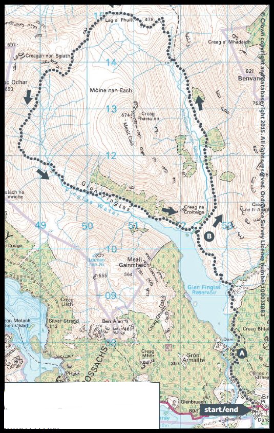 Map for circuit of Meall Cala