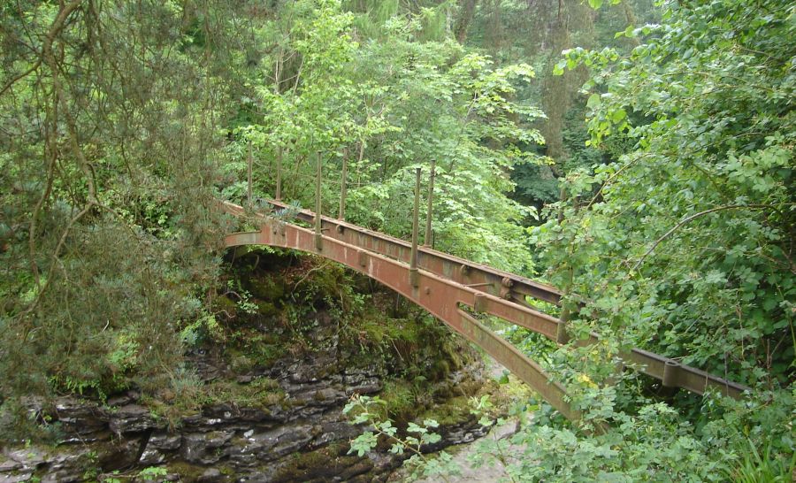 Remains of the Bonnington Iron Bridge on path to the Falls