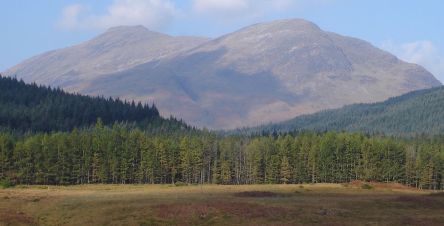 Meall a Bhuirridh rising above Glenceitlin Bothy at the foot of Stob Dubh