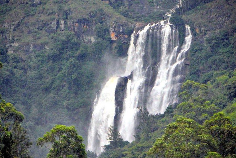 Bambarakanda Falls in the Hill Country of Sri Lanka