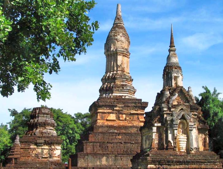 Lotus Bud Chedis in Si Satchanalai Historical Park in Northern Thailand