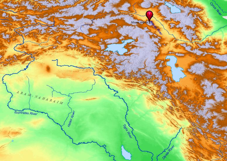 Location Map for Mount Ararat ( Agri Dag ) 5165 metres - highest mountain in Turkey