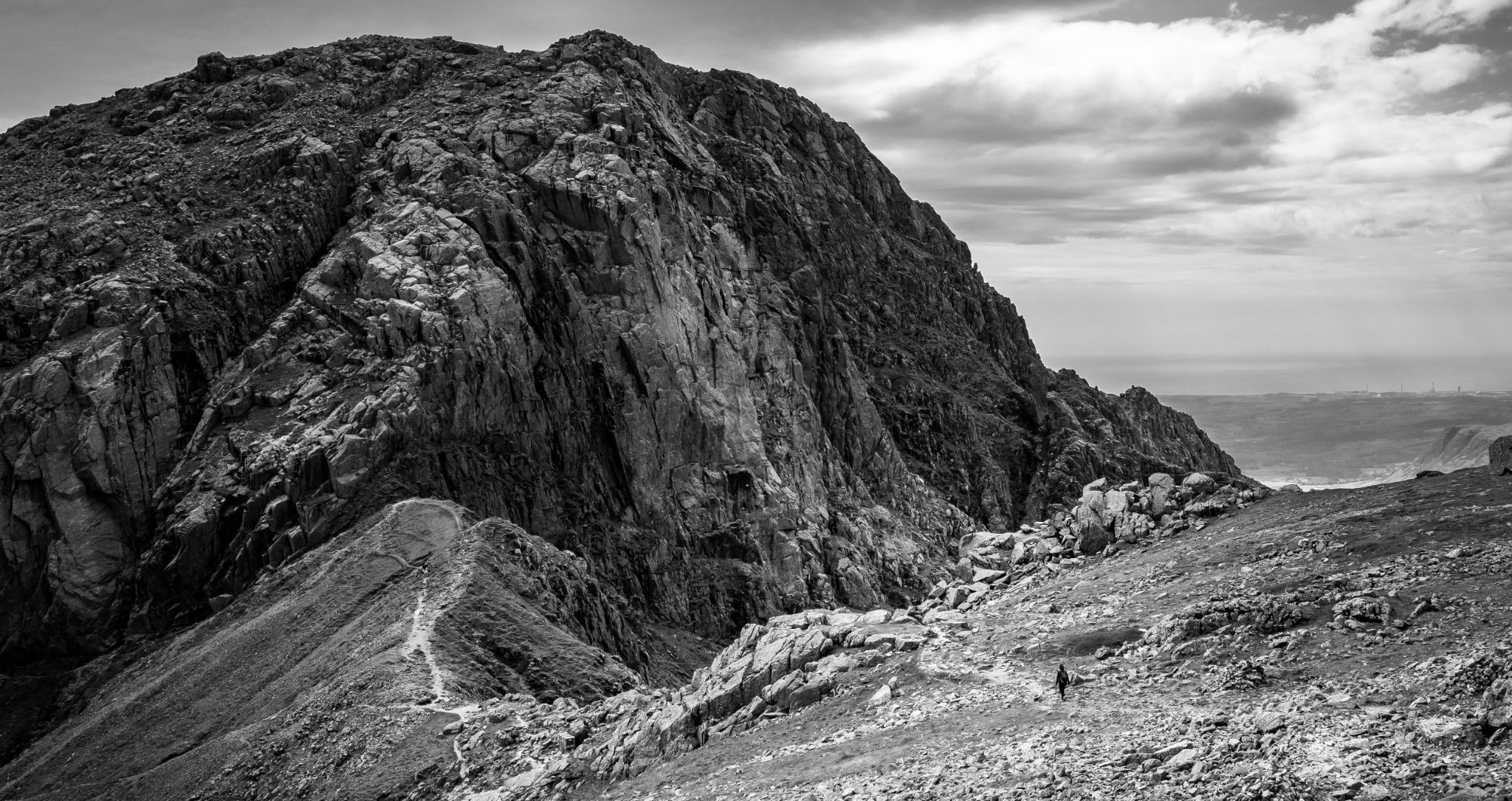 Scafell from Scafell Pike in English Lake District