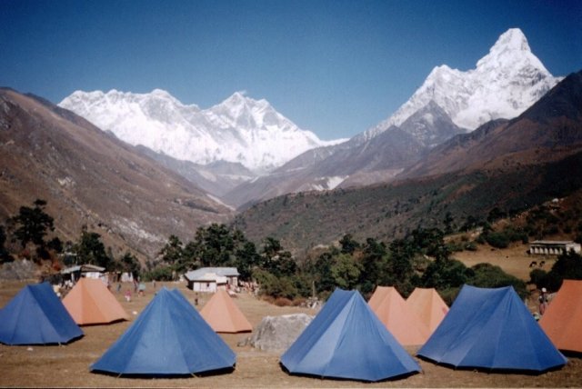 Everest and Lhotse - Nuptse Wall from Thyangboche